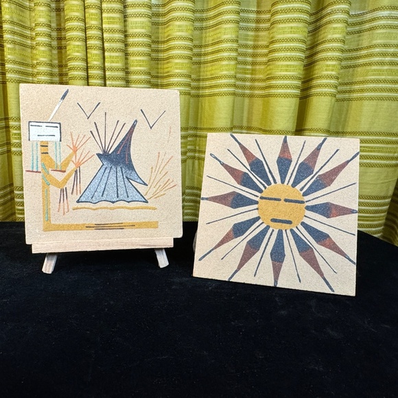 Vintage sand art, Mid Century Southwestern artwork - Picture 4 of 4